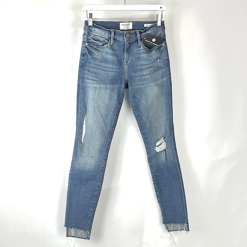 Frame Le Skinny de Jeanne Irvingford Raw Stagger Hem Jeans